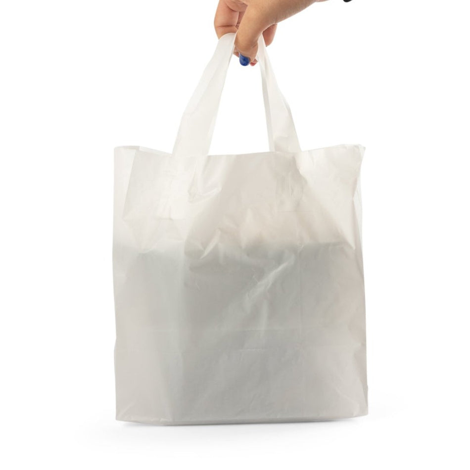 250 pcs Medium White Flexiloop Handle Takeaway Carrier Bag