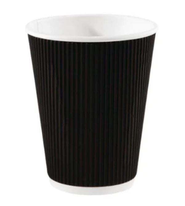 500 pcs 12oz Black Ripple Hot Drink Coffee Cups