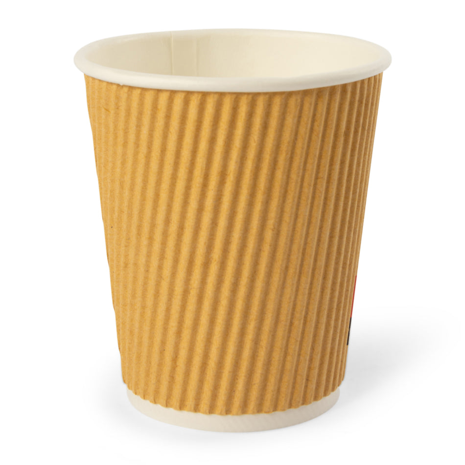 500 pcs 8oz Kraft Brown Ripple Coffee Cups