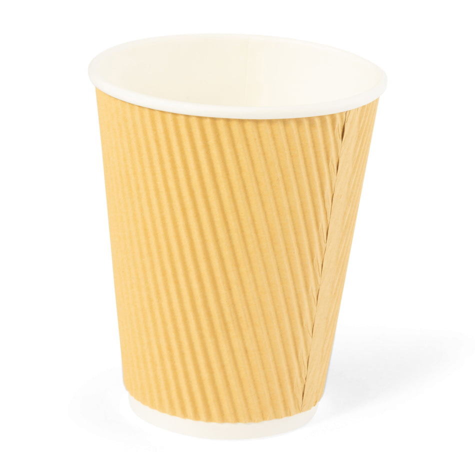 500 pcs 12oz Kraft Brown Ripple Coffee Cups