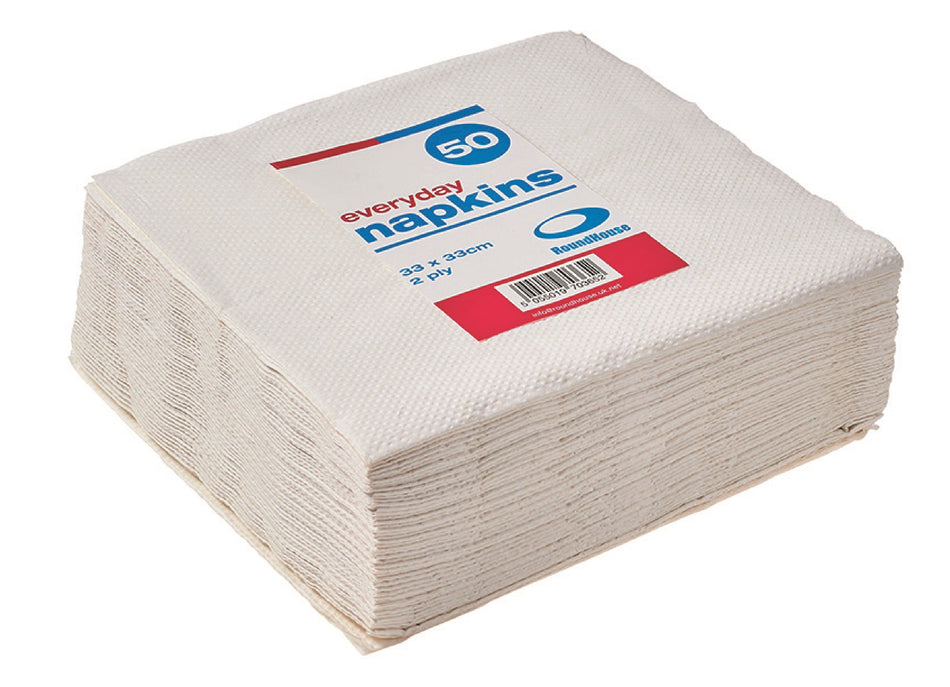 33 x 33cm 2ply  White Napkins