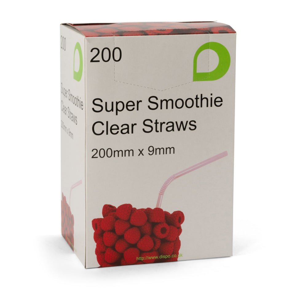 200 pcs Clear Jumbo Smoothie Straws