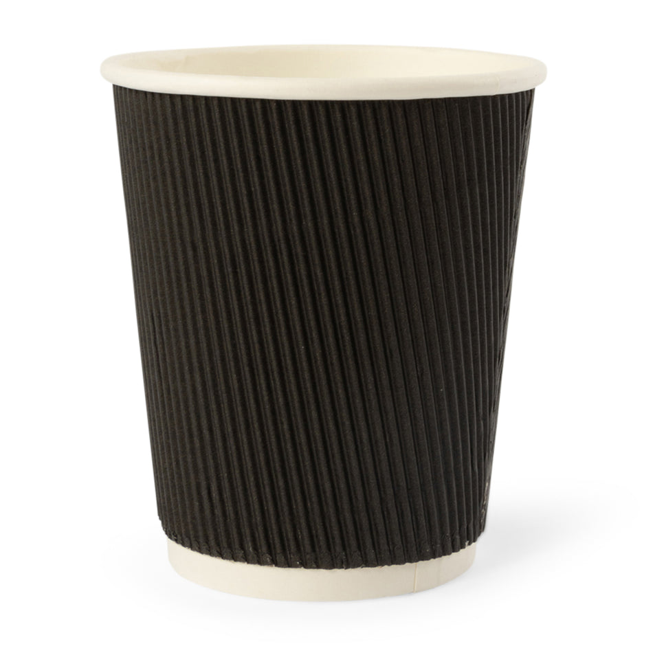 500 pcs 8oz Black Ripple Coffee Cups