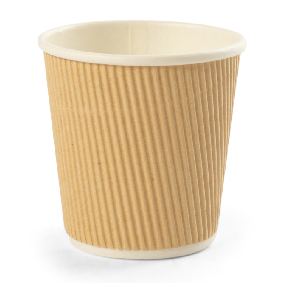 1000 pcs 4oz Kraft Brown Ripple Coffee Cups