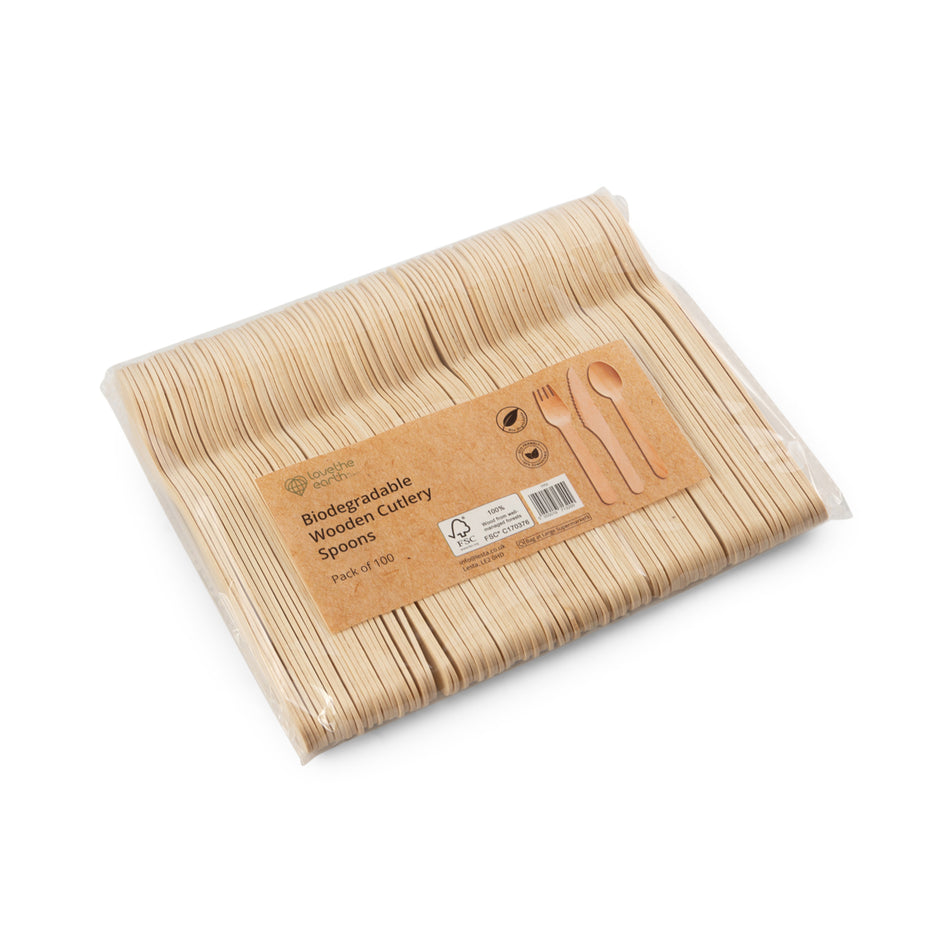 20 Packs (100 Per Pack) Box Of Wooden Eco Friendly Takeaway Spoons