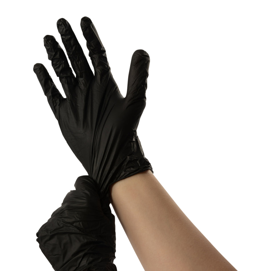 1000 pcs (10 Boxes) Large Black Vinyl Gloves Powder Free